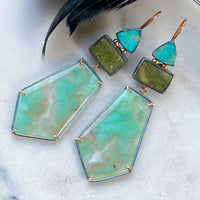 Aquaprase, Green Drusy Quartz, and Amazonite Earrings